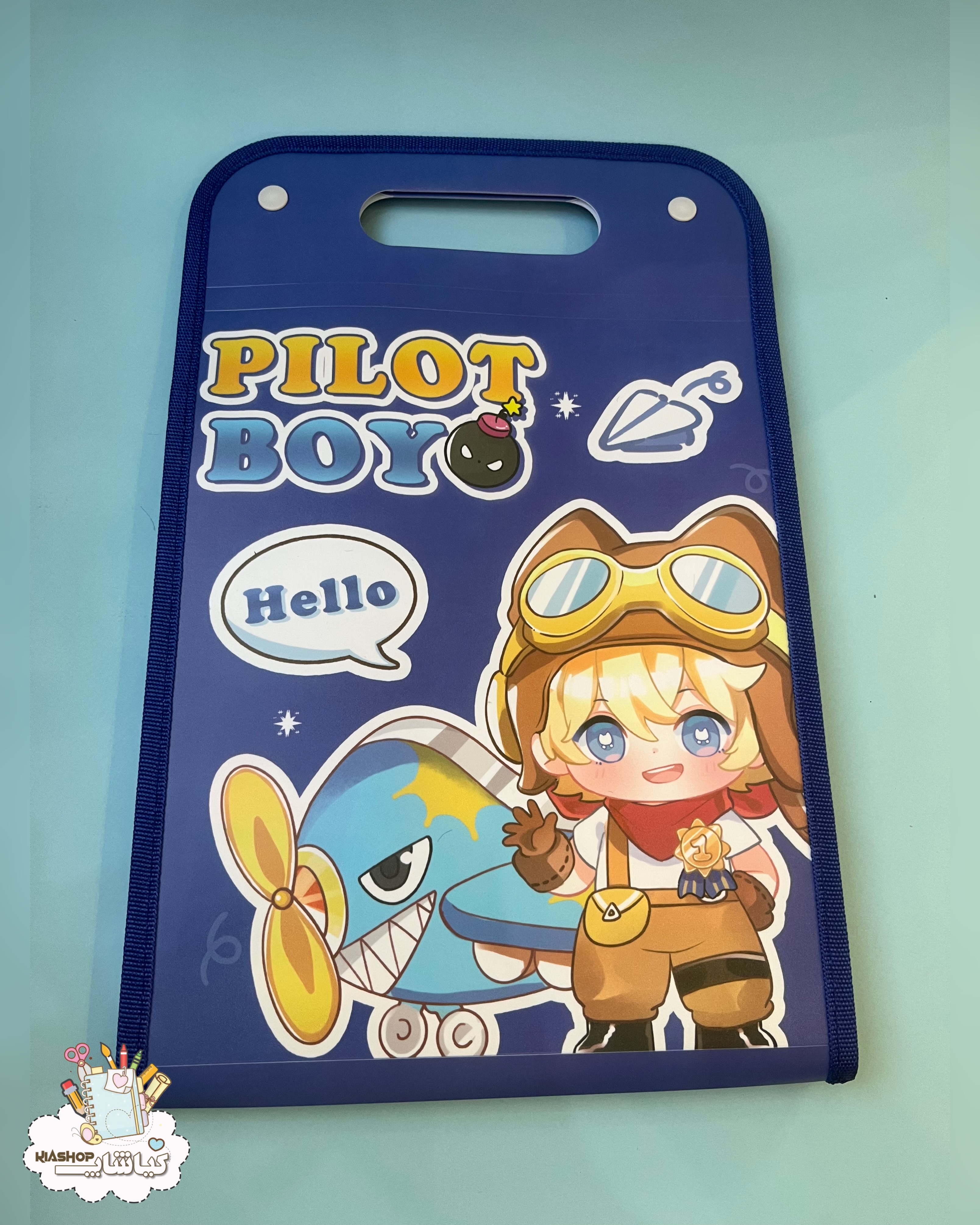 پوشه دیوایدری آبی رنگ طرح پسر