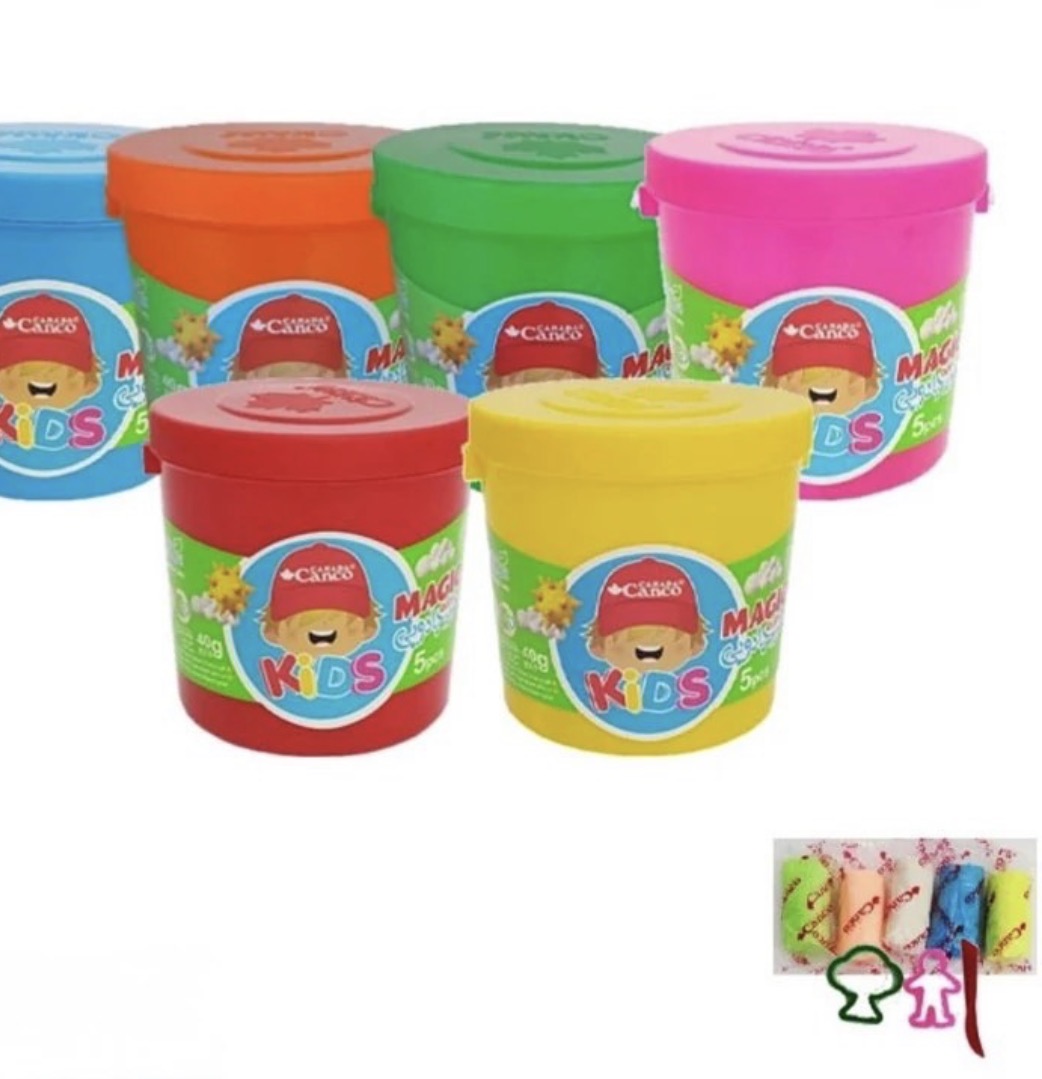 خمیر بازی 5 رنگ جادویی (40گرم سطلی دسته دار) آنتی باکتریال گیاهی کنکو