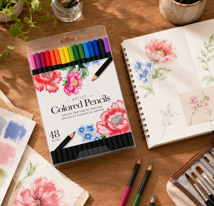 مداد رنگی 48 رنگ مدل American Crafts جعبه طلقی
