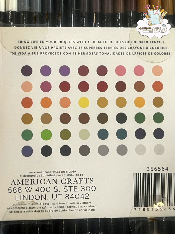 مداد رنگی 48 رنگ مدل American Crafts جعبه طلقی